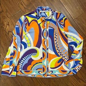 Zara Multicolor Abstract Button-Up Shirt